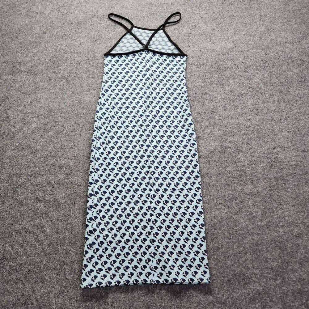 Zara Blue Knit Jacquard Y2K Midi Tank Dress Bodycon Sleeveless Blue size XS - Picture 5 of 12